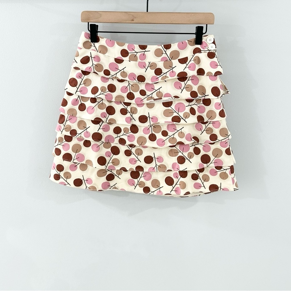 Anthropologie Parameter Layered Floral Mini Skirt Pink & Beige Size 2